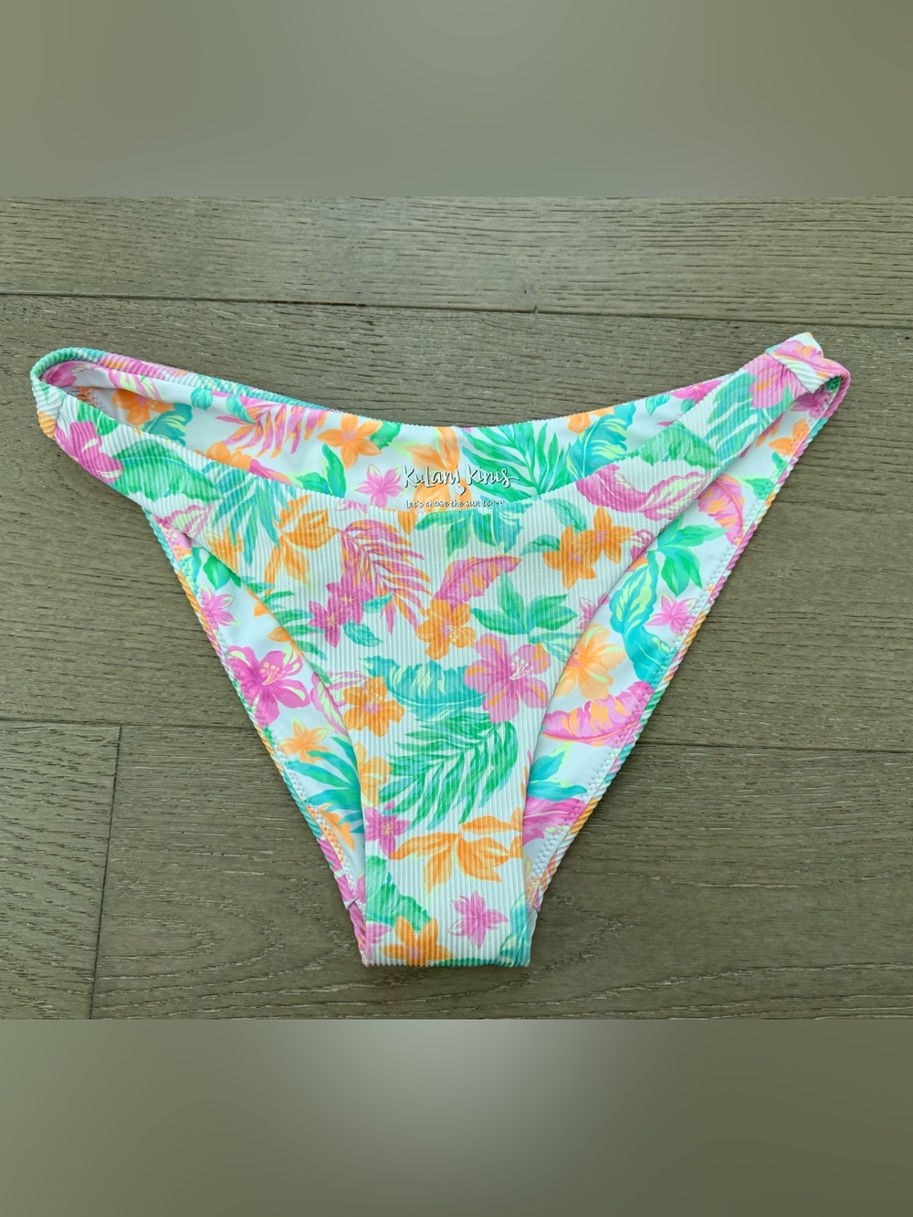 Kulani Kinis Floral Ribbed Bikini Bottom - Small